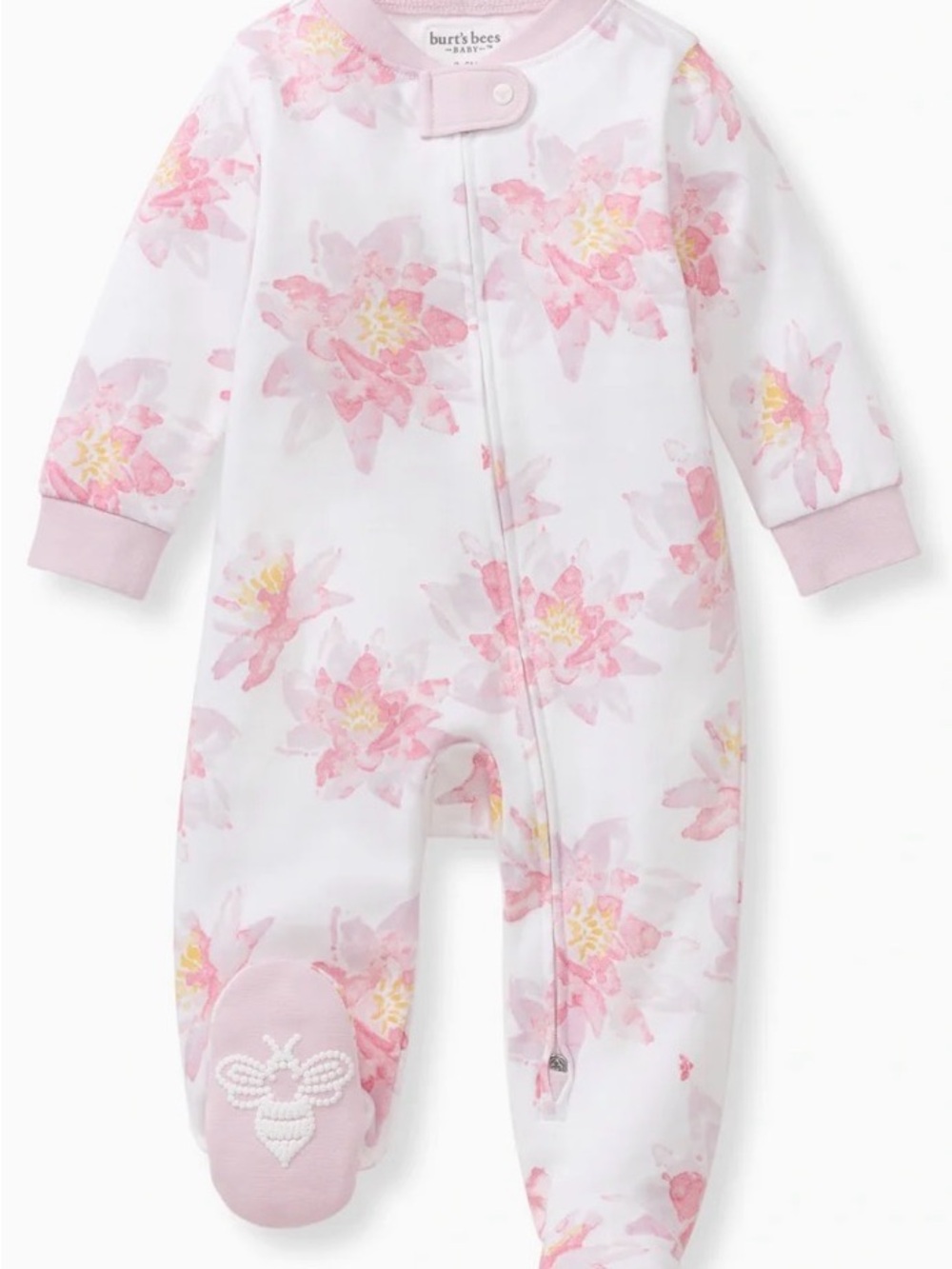 Burt's Bees Baby Pink Floral Footed One-Piece